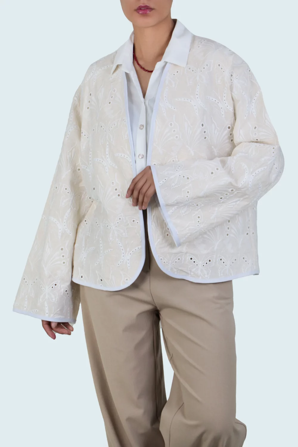 کت زنانه گیپور پروانه - Image 2
