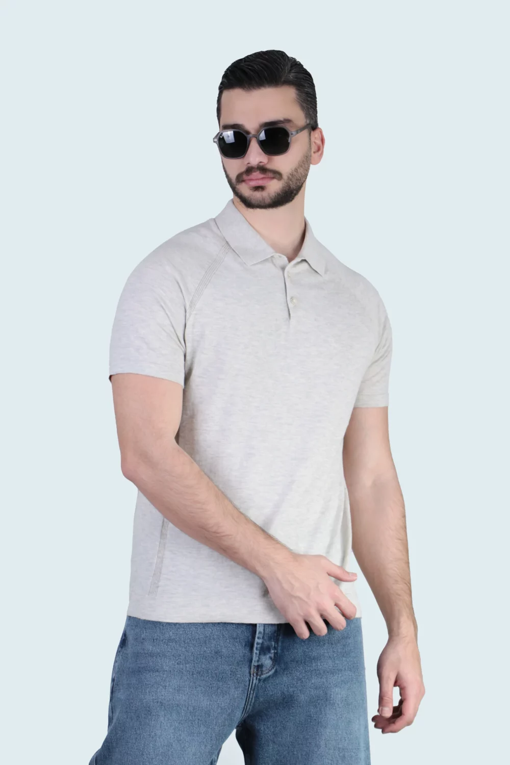 تیشرت بافت یقه سه دکمه - Image 5