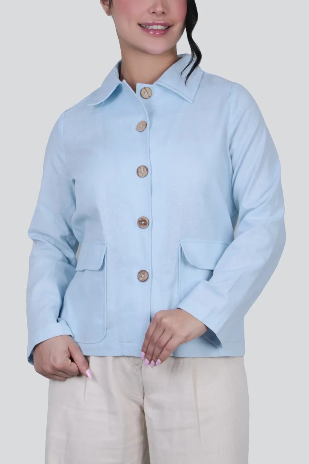 کت لینن جیب پاکتی
