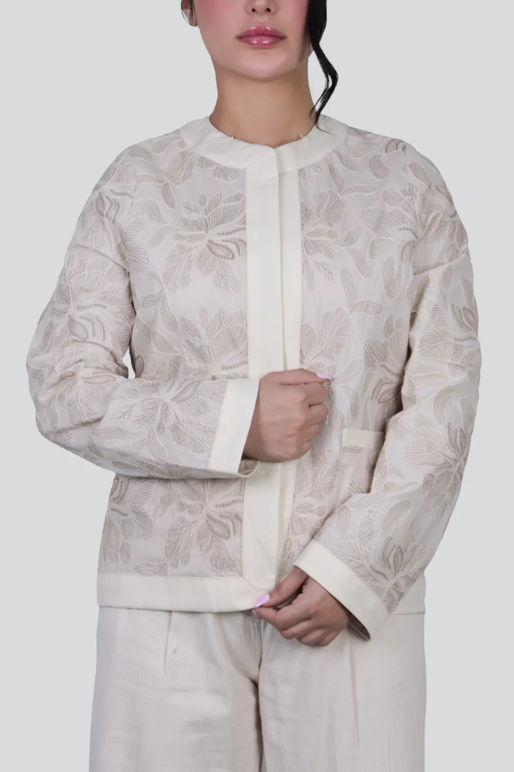 کت کراپ یقه گرد - Image 2