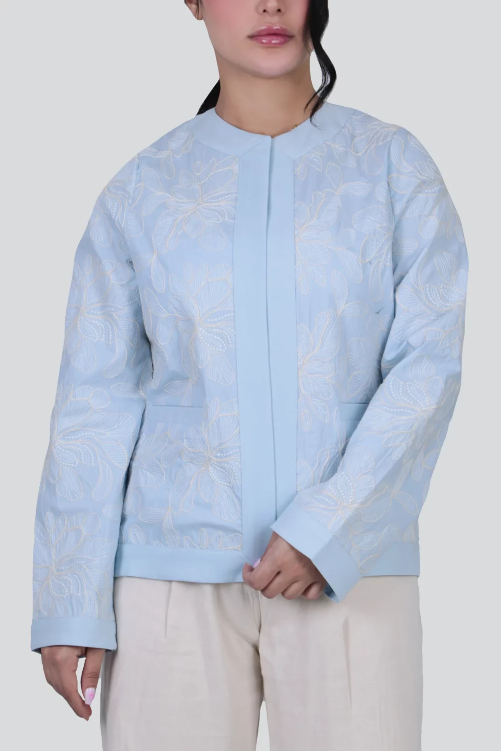 کت کراپ یقه گرد - Image 6