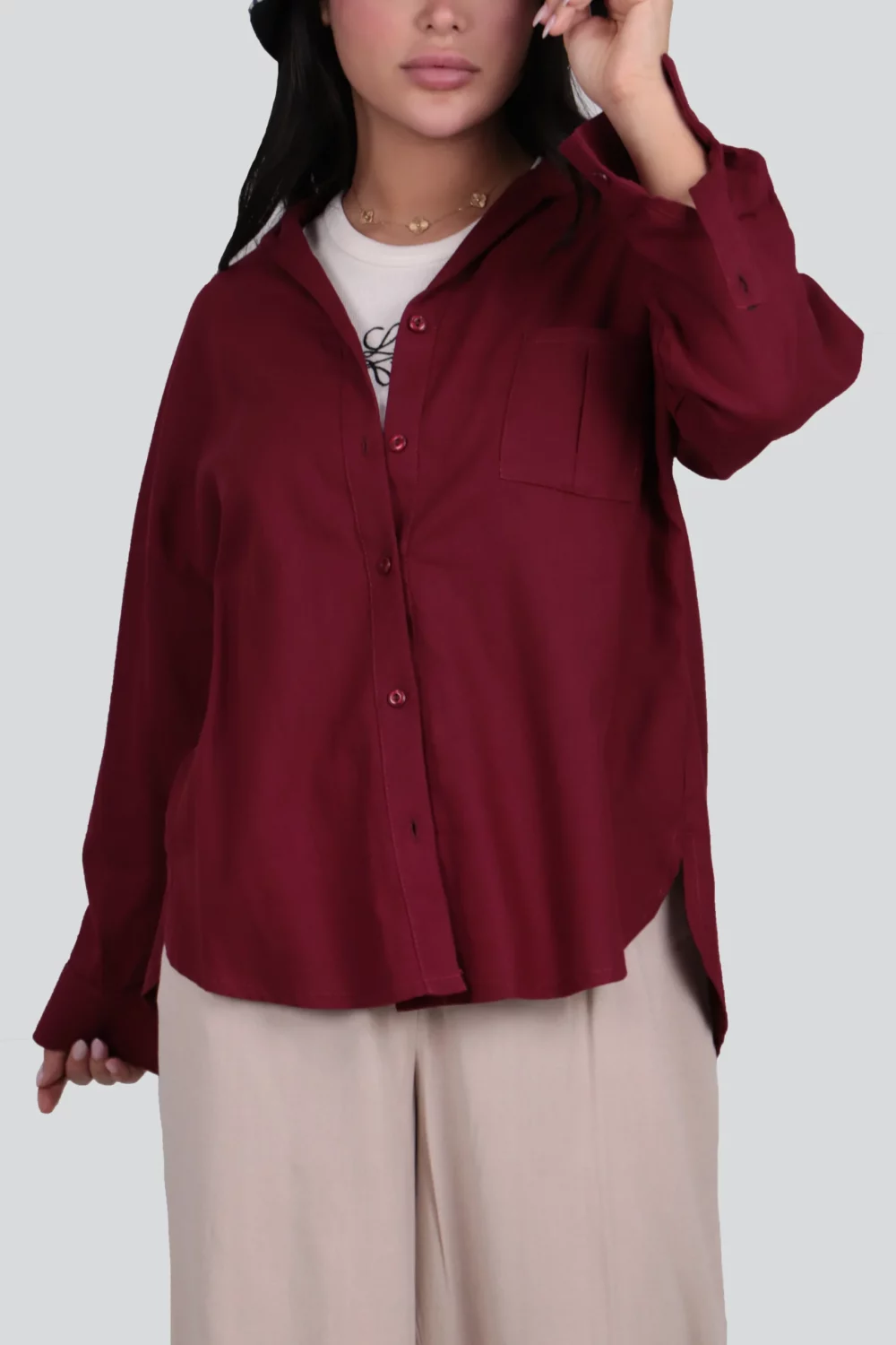 تونیک زنانه کتان تک جیب - Image 3