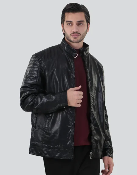 کاپشن چرم استین پانچ